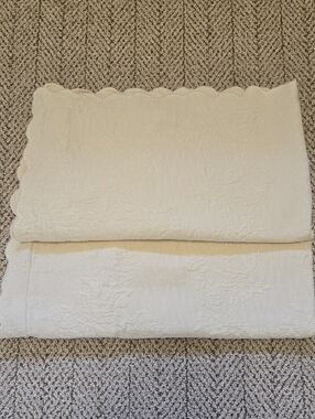 2/ The Company Store King Cotton Matelassé Shams- Ivory